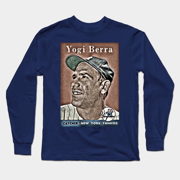 Yogi Berra: 1958 Flashback Champs Noir Edition Long Sleeve T-Shirt by flashbackchamps